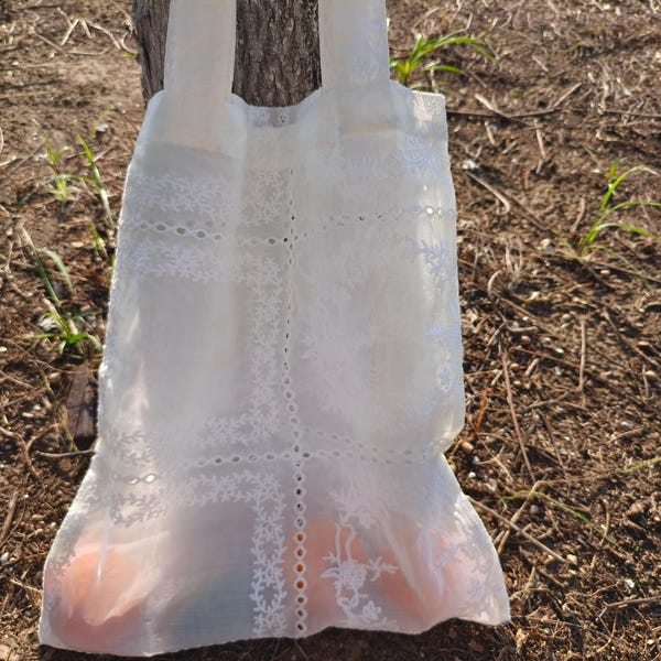 white transparent embroidery hollow out lace tote bag shoulder bag thin summer bag