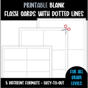 Blank Flash Cards with Dotted Lines | Printable Flashcards | Downloadable Blank Flash Cards | Flashcard Template | Flash Card Downloadable