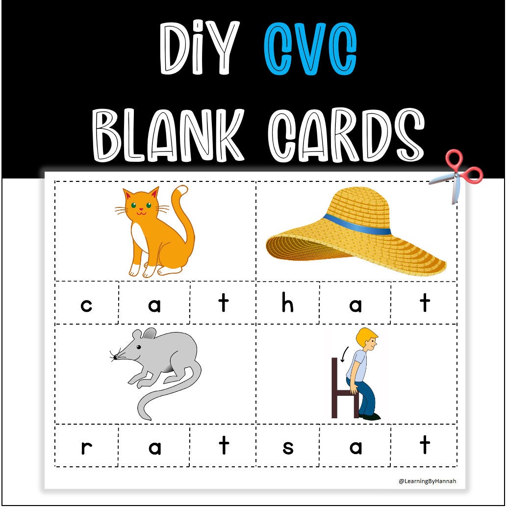 CVC Blank Cards Downloadable Flashcards Digital Learning Tools Editable ...