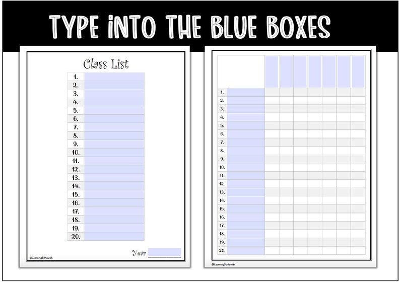 Class List PDF - Customizable & Editable for Teachers - Etsy