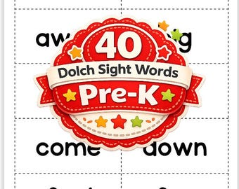 Pre-K Dolch Sight Words Downloadable | Preschool Flash Cards | Preschool Sight Words | PreK Word Cards | Preschool Printable