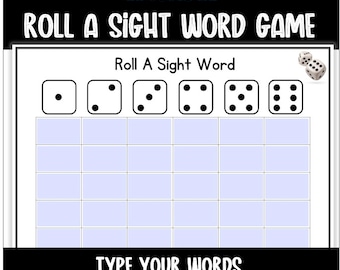 Roll A Sight Word Game Editable Downloadable File | Sight Word Practice | Sight Word Printable