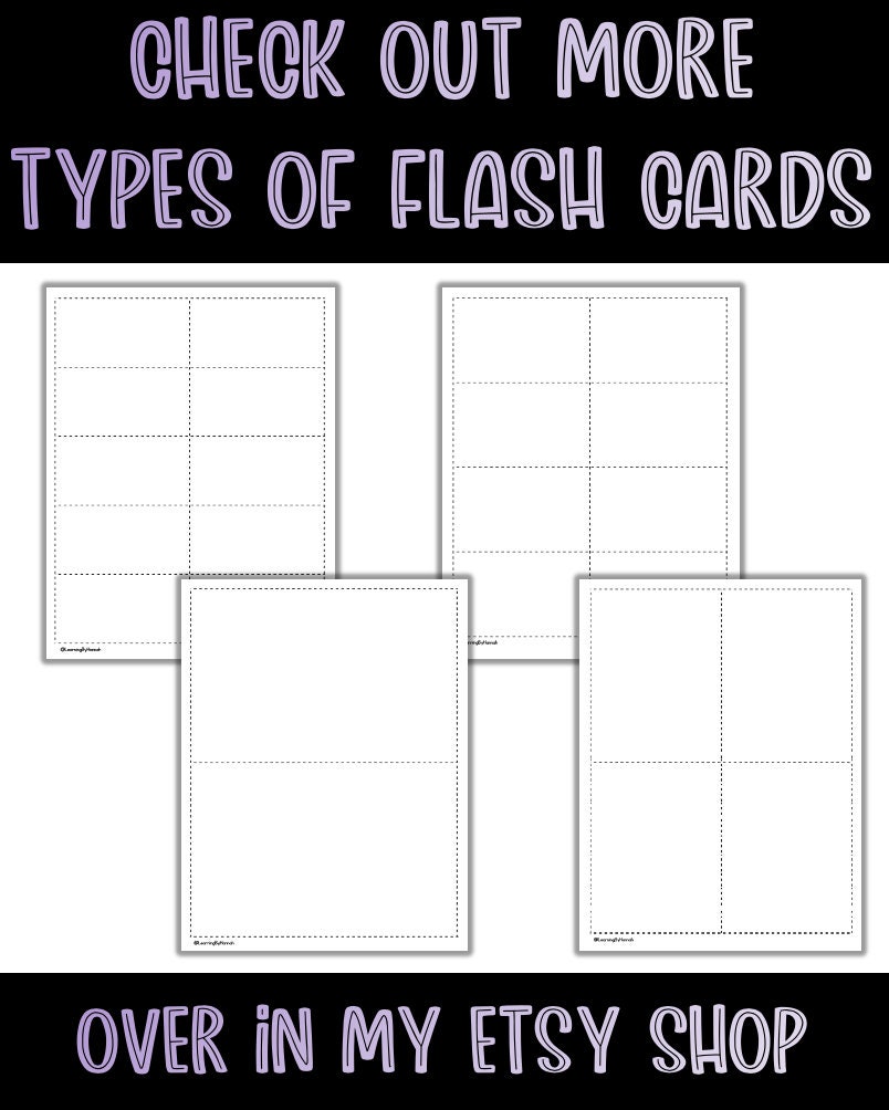 Editable Flash Cards With Dotted Lines 6 per Page Flashcards Digital