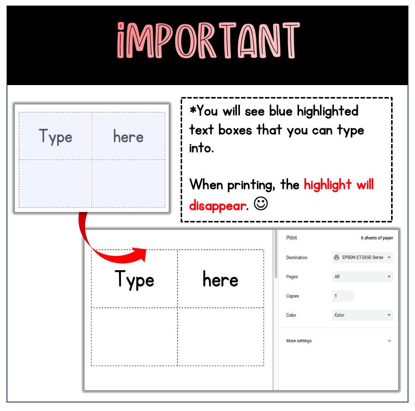 Editable 3x5 Flash Cards With Dotted Lines 4 per Page Flashcards Editable PDF Printable