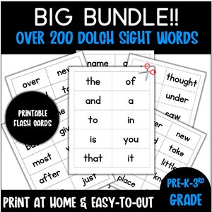 BIG BUNDLE Dolch Sight Words Downloadable | Sight Word Flash Cards | Sight Words | Word Cards  | Flashcards | Flash Card Printables