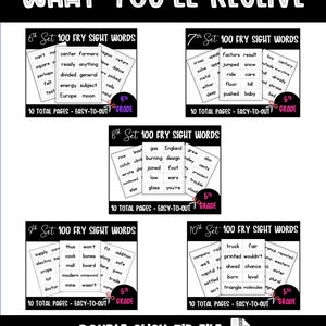 1,000 Fry Sight Words Downloadable BIG BUNDLE | Sight Words Printable ...