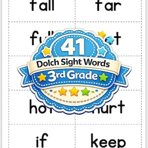 Third Grade Dolch Sight Words Downloadable | Third Grade Flash Cards | Sight Words | Word Cards | 3rd Grade Sight Words | Flashcards