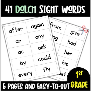 First Grade Dolch Sight Words Downloadable | First Grade Flash Cards | Sight Words | Word Cards | 1st Grade Sight Words | Flashcards