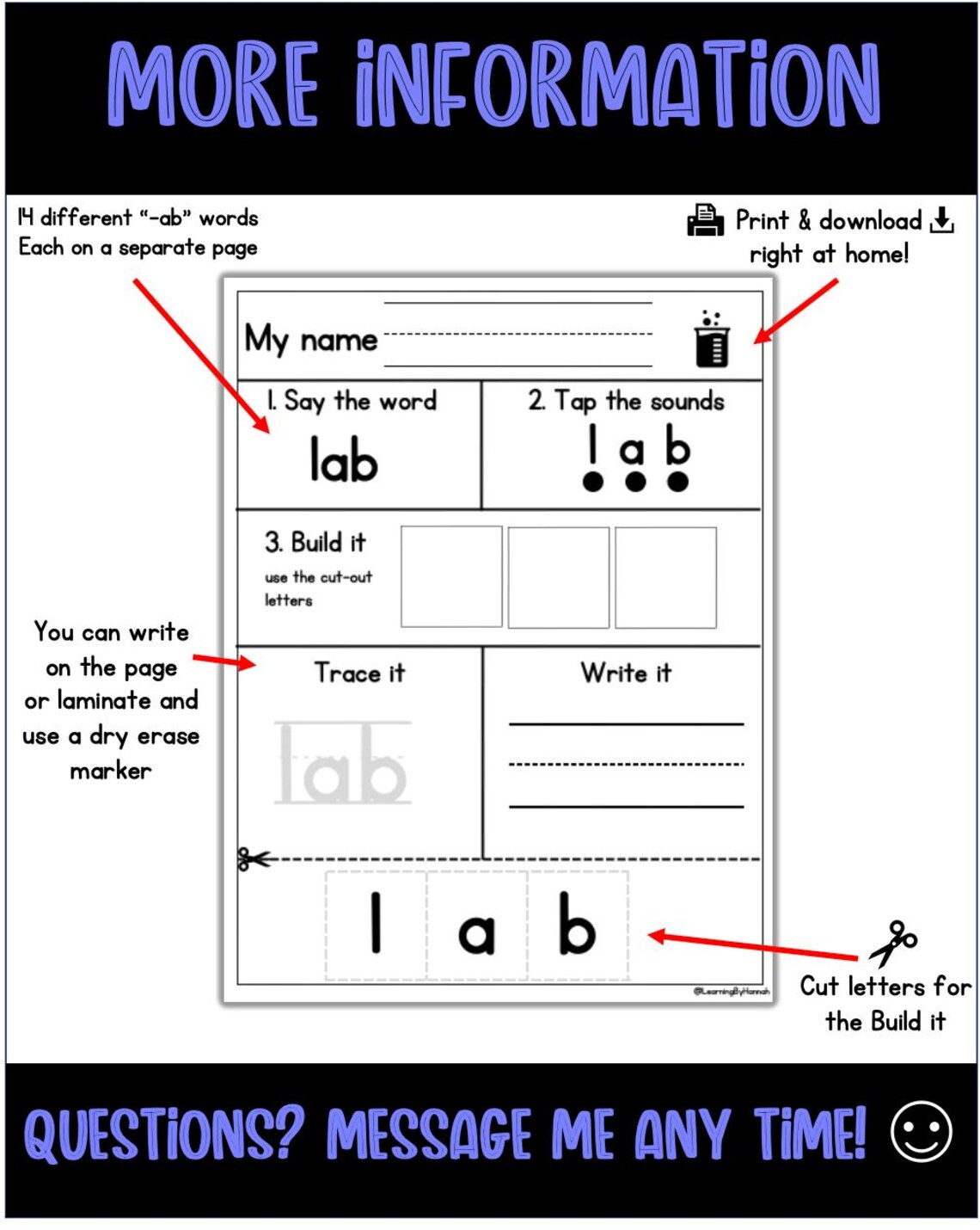 CVC -ab Word Family Worksheets | CVC Words | Kindergarten Reading ...