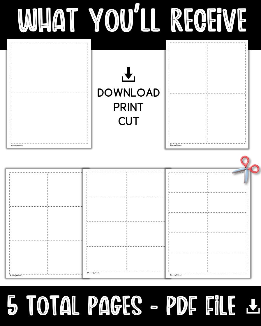Blank Flash Cards With Dotted Lines Printable Flashcards Downloadable ...