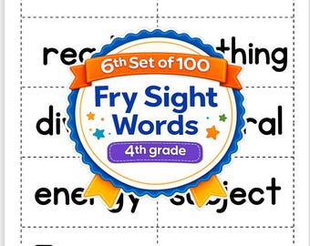 Sechster Satz von 100 Fry verschluss Wörter zum Herunterladen | Anblick Wort zum Ausdrucken | Vierte Klasse | Sichtwort-Übungen | Karteikarten