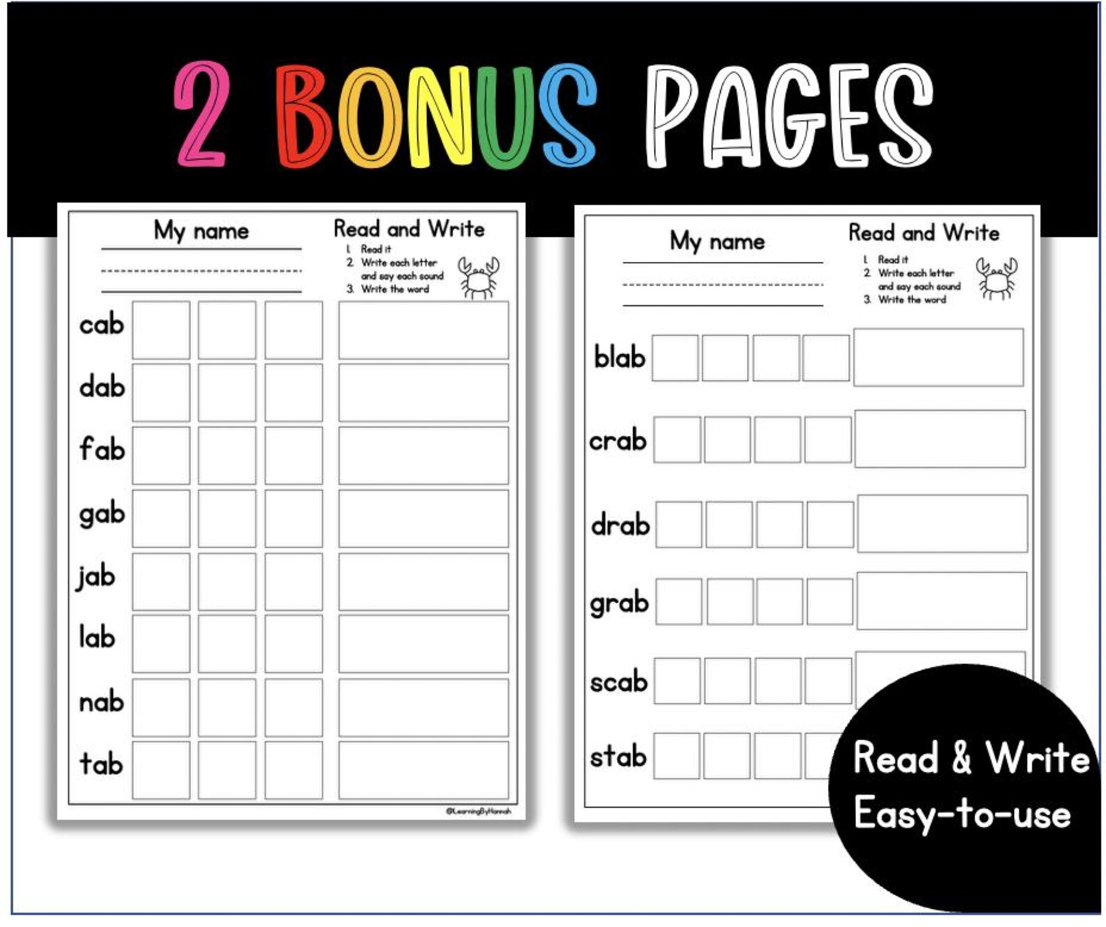 CVC -ab Word Family Worksheets | CVC Words | Kindergarten Reading ...