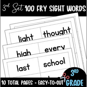 Third Set of 100 Fry Sight Words Downloadable | Sight Word Printable | Third Grade | Sight Word Practice | Sight Word Flash Cards
