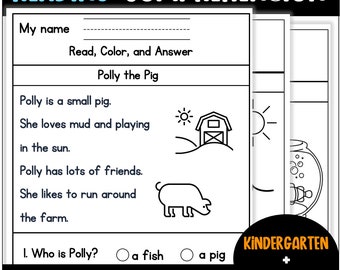 Read, Color & Answer - Reading Comprehension Passages for Early Readers | PDF Download for Kindergarten and 1st Grade