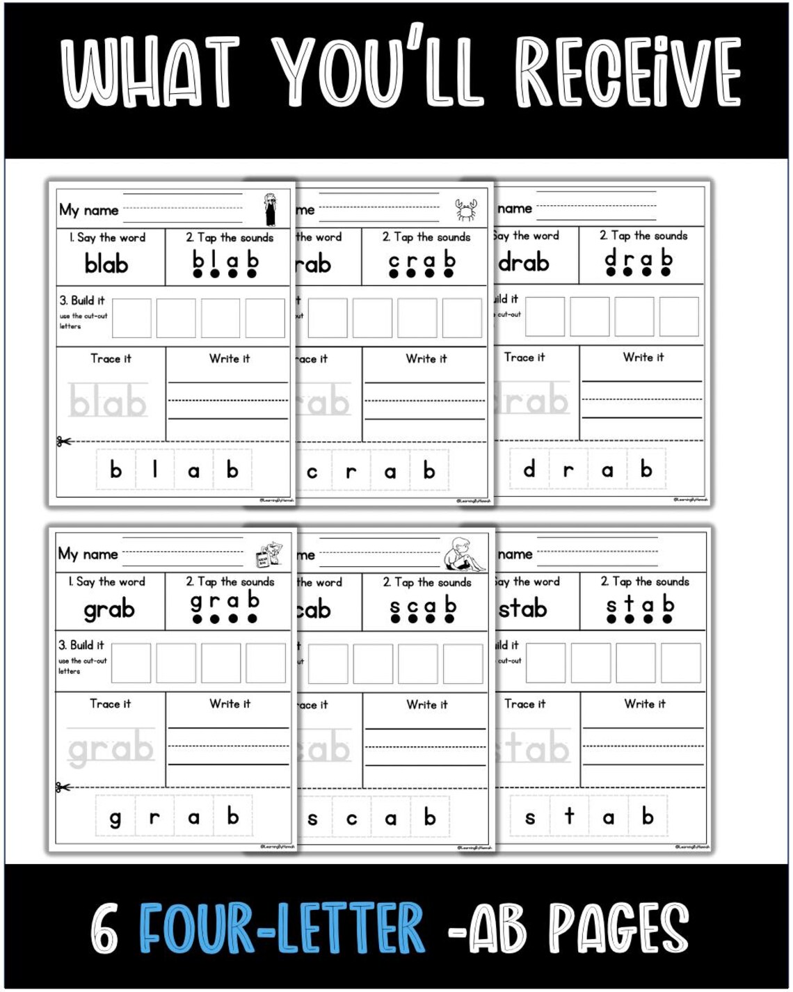 CVC -ab Word Family Worksheets | CVC Words | Kindergarten Reading ...