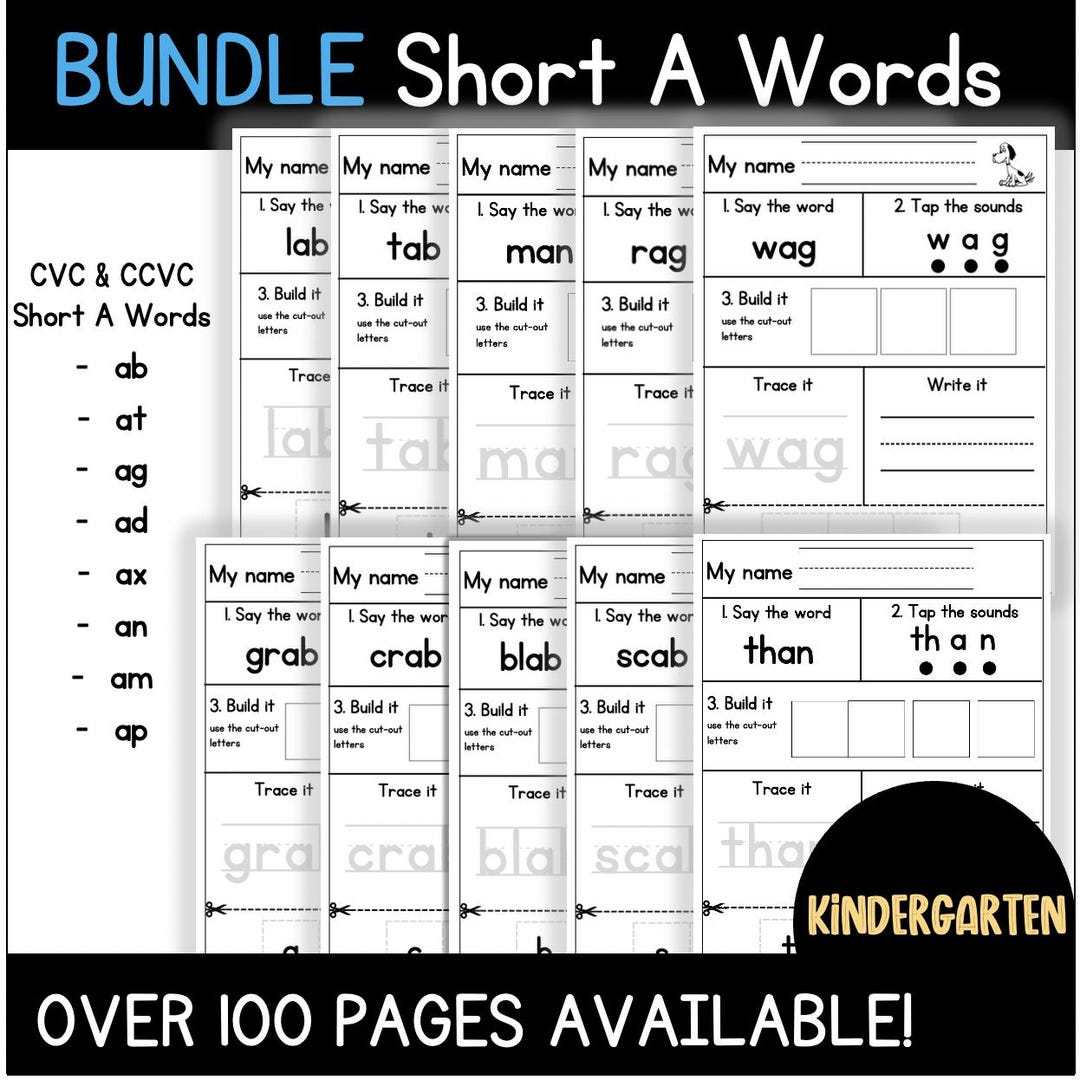 BUNDLE Short A Words | Cvc and Ccvc Short A Words | Word Family ...