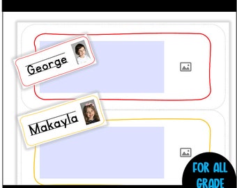 Etiquetas de nombre editables Archivo descargable / Archivo PDF / Tarjetas de nombre / Nombre con imagen / Tarjetas de nombre con foto