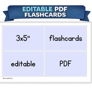 編集可能な3x5インチの実線付きフラッシュカード - 1ページあたり4枚 | フラッシュカードテンプレート | 編集可能なPDF | 印刷可能なリソース | 印刷可能なフラッシュカード