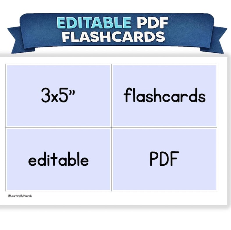 Tarjetas didácticas editables de 3x5" con líneas continuas - 4 por página / Plantilla de tarjetas didácticas / PDF editable / Recurso imprimible / Tarjetas didácticas imprimibles imagen 1