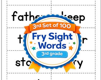 Third Set of 100 Fry Sight Words Downloadable | Sight Word Printable | Third Grade | Sight Word Practice | Sight Word Flash Cards