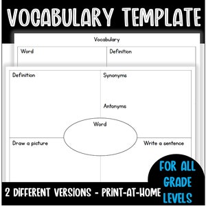 Vocabulary Template | Vocabulary Words | Practice Definitions | Spelling Words | Vocabulary Printable | Vocabulary Downloadable