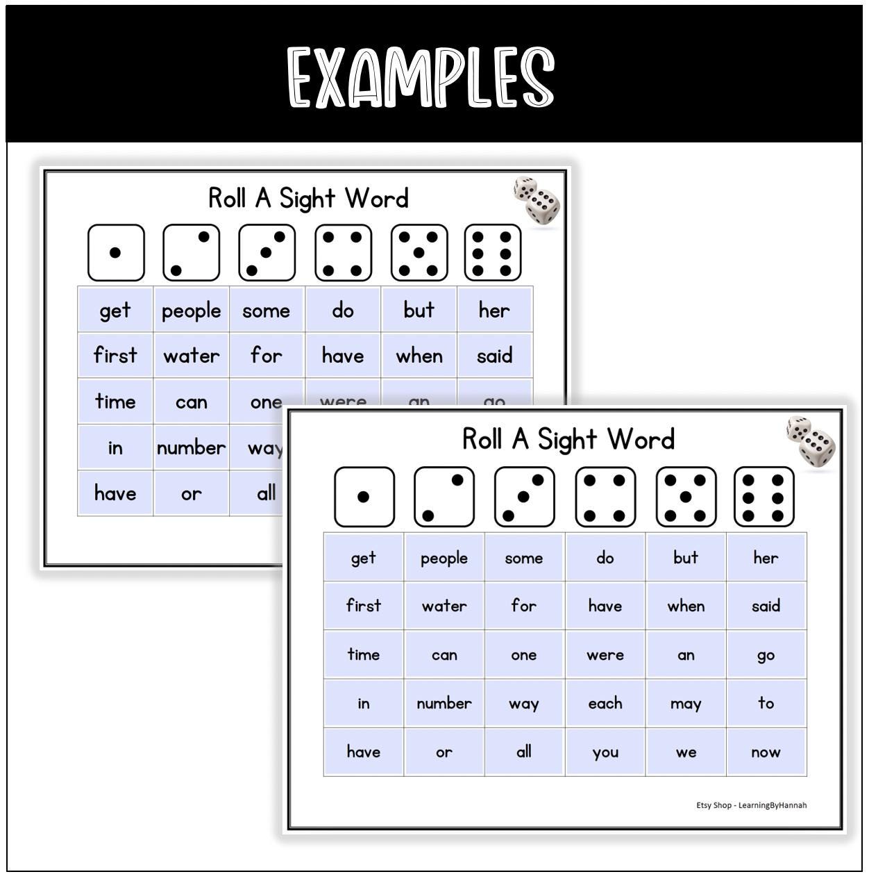 Roll A Sight Word Game Editable Downloadable File | Sight Word Practice ...