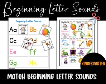 Beginning Letter Sounds Downloadable | Letter Sound Printable | Letter Sound Worksheet | Letter Matching | Preschool Kindergarten Printable