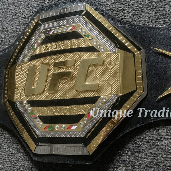 New UFC World Wrestling Championship Belt Adult Size Dual Gold Plated