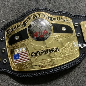 NWA Domed Globe World Wrestling Championship Belt 4mm Zinc Gold Plated Adult Size