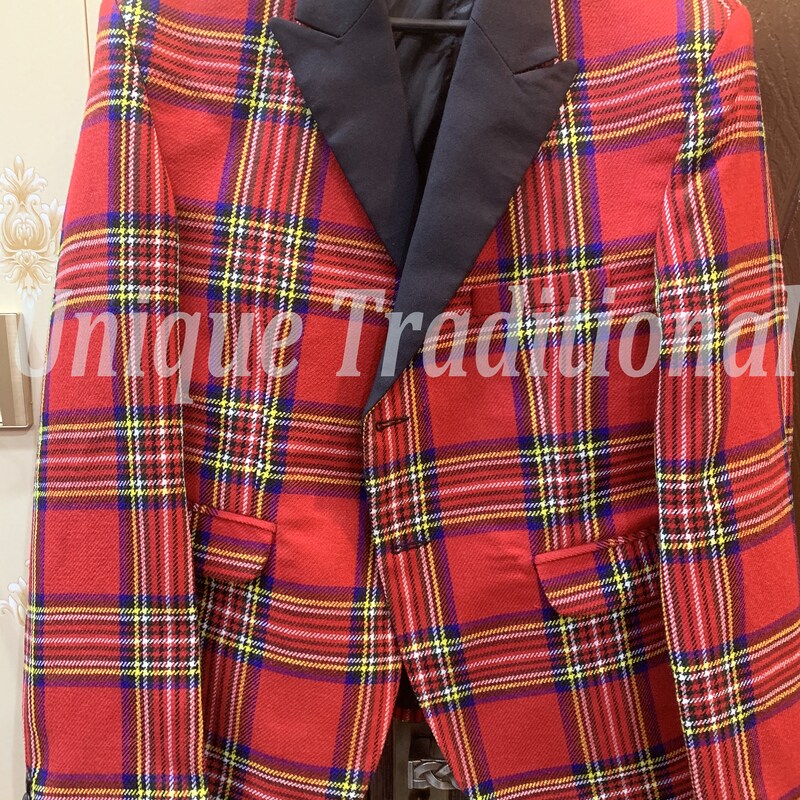 Tartan Scottish Royal Stewart Red Plaids Men's Bomber Jacket main image 1