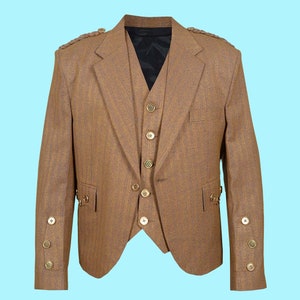 Scottish Crail Argyle Jacket Wool Waistcoat Brown Tweed jacket/Coat