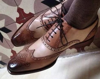 Elegante Oxford, Brogue & Wing Tip Trendy Leather Handmade Shoes per uomo
