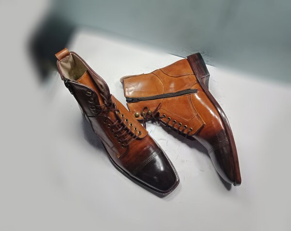 Mens boots with back cheap zipper