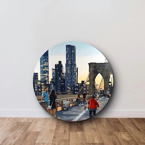 New York American city wall decor, Brooklyn bridge, New York City canvas, Landscape painting, City illustration, Acrylic and oil on canvas
