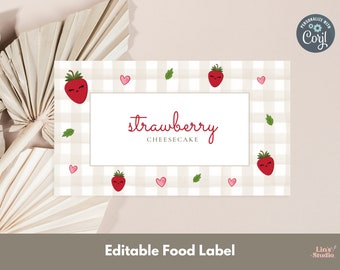 Erdbeere Essen Zelt, Beere erster Geburtstag, Bearbeitbare Erdbeer Party Dekoration, Sofort Download, Vorlage