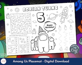 Unter uns Aktivitätsblatt, Färbungs-Tischset, Geburtstagskinderaktivität, jedes Alter, bearbeitbar und druckbar