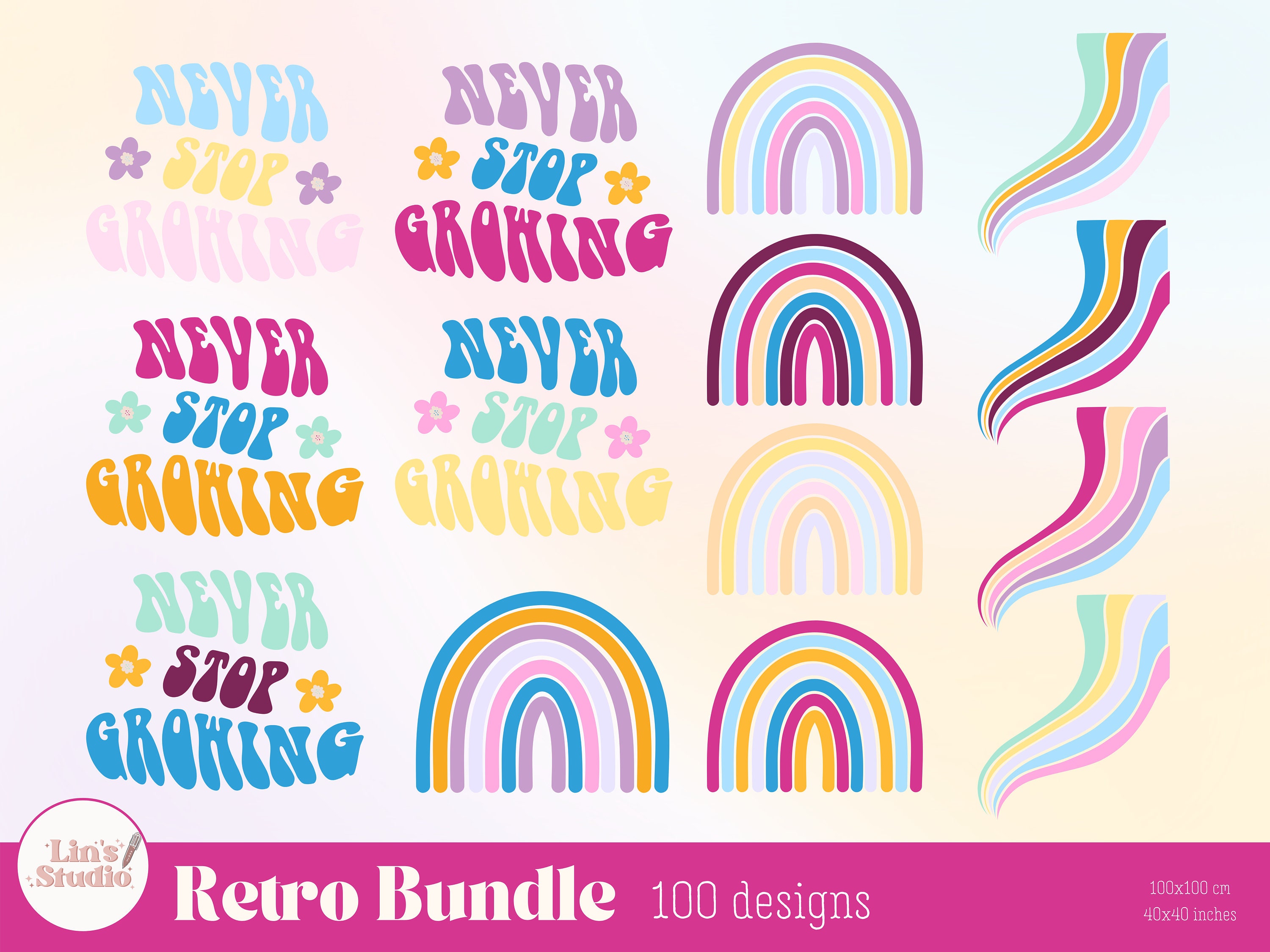 Retro SVG Bundle Groovy Designs Cricut Boho Inspirational - Etsy