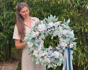 Summer Wreath | Turquoise and White Wreath