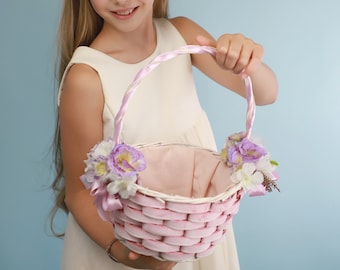 Pink and Purple Flower Girl Basket