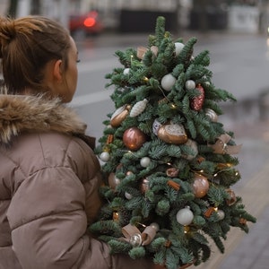 Natural Fir Christmas Tree in Powder Pink Decor