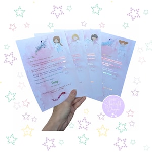 Carta da Fada do Dente Últimos Dentes de Bebê - Carta de Papel Alumínio Arco-Íris, Adesivos, Envelope e Recibo
