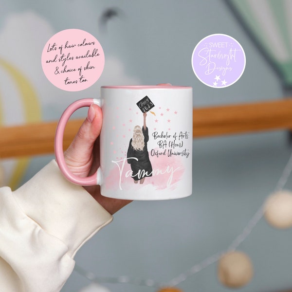 Graduation Congratulations Mug Gift with Degree and University Personalised with custom message