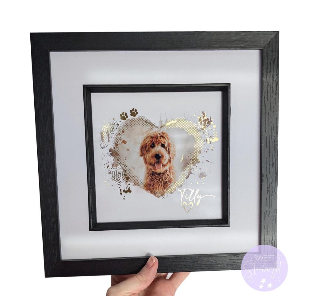 Personalised Dog Photo Frame | Custom Pet Watercolor & Foil Accents ...