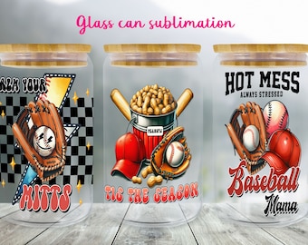 Baseball Glass Can Wrap: Sport Libbey Cup Design (PNG)