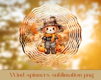 Farmhouse Scarecrow Wind Spinner Sublimation Design (PNG)