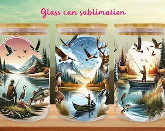 Fishing glass can wrap | Fish libbey can sublimation