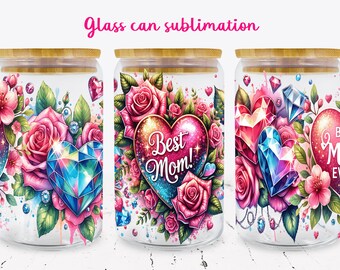 Floral Mama Glass Can Wrap: Mother's Day Sublimation PNG