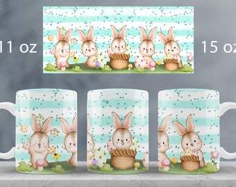 Easter mug wrap design Easter bunny mug sublimation png