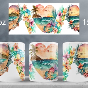 Summer mug wrap design Beach truck mug sublimation png