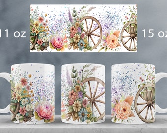 Spring mug wrap design Garten boots mug sublimation png